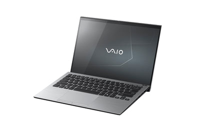 A sleek silver VAIO laptop with a modern design and the VAIO logo, ideal for high-performance tasks.