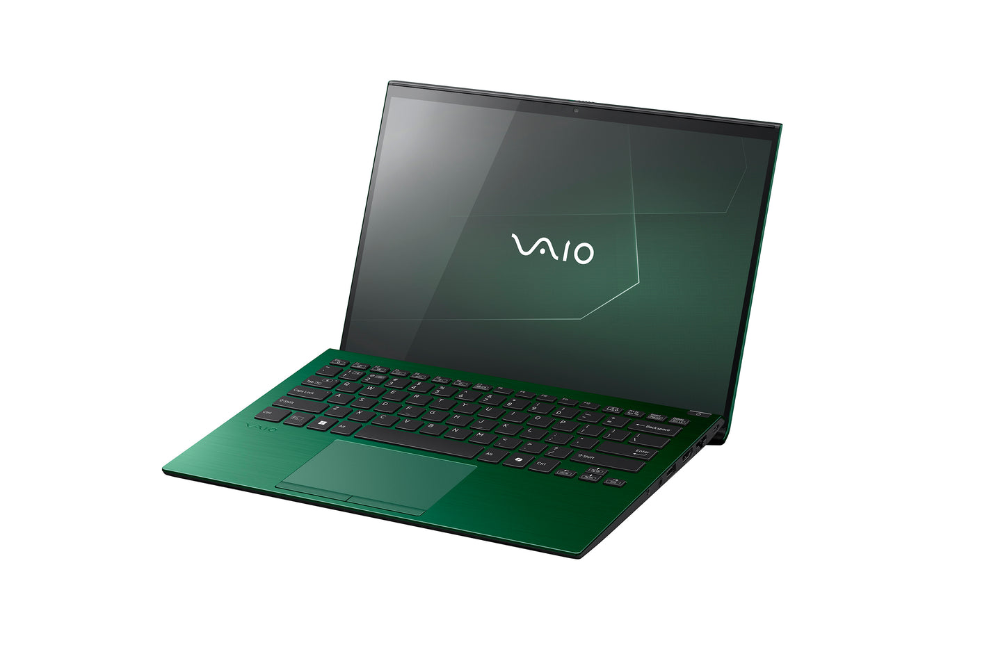 A VAIO laptop with a green exterior and a sleek design, showcasing its modern and stylish appearance.