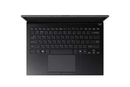 A sleek black VAIO laptop featuring a minimalist design.