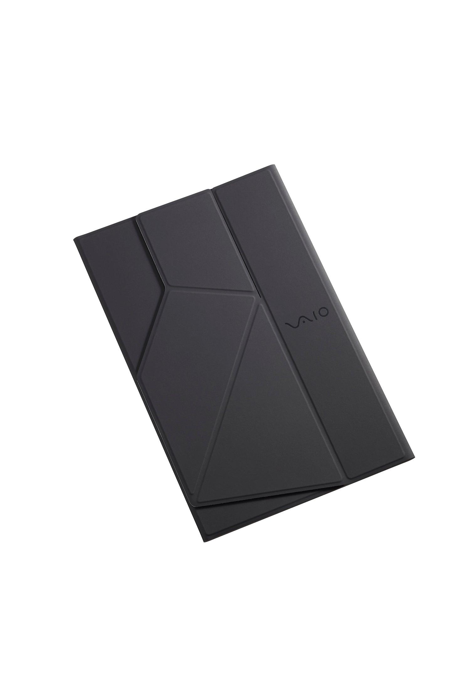 A sleek, dark VAIO portable hard drive with a geometric design, offering modern storage solutions.