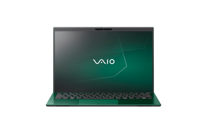 A VAIO laptop with a green exterior and a sleek design, showcasing its modern and stylish appearance.